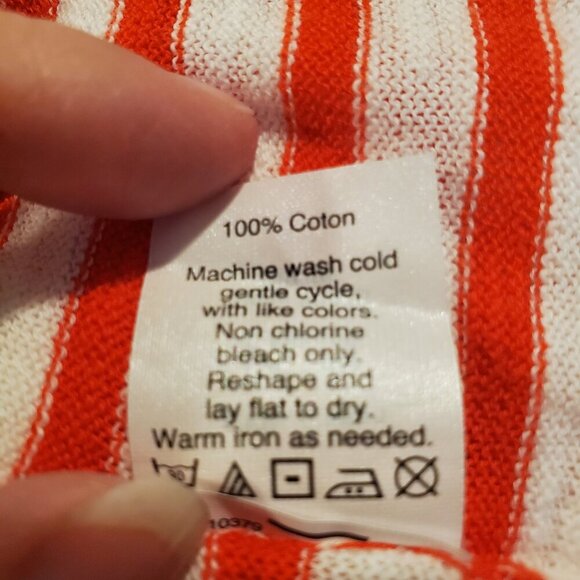 J CREW SZ XS Orange & White Striped 100% Cotton Nautical Boat Neck Knit Sweater - Picture 5 of 5